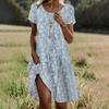 Summer Literary Ethnic Style Large Round Neck Mid-Length Dresses
