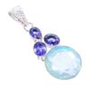 Aqua Mystic Topaz, Tanzanite 925 Sterling Silver Jewelry Pendant 2.4" AH-3327