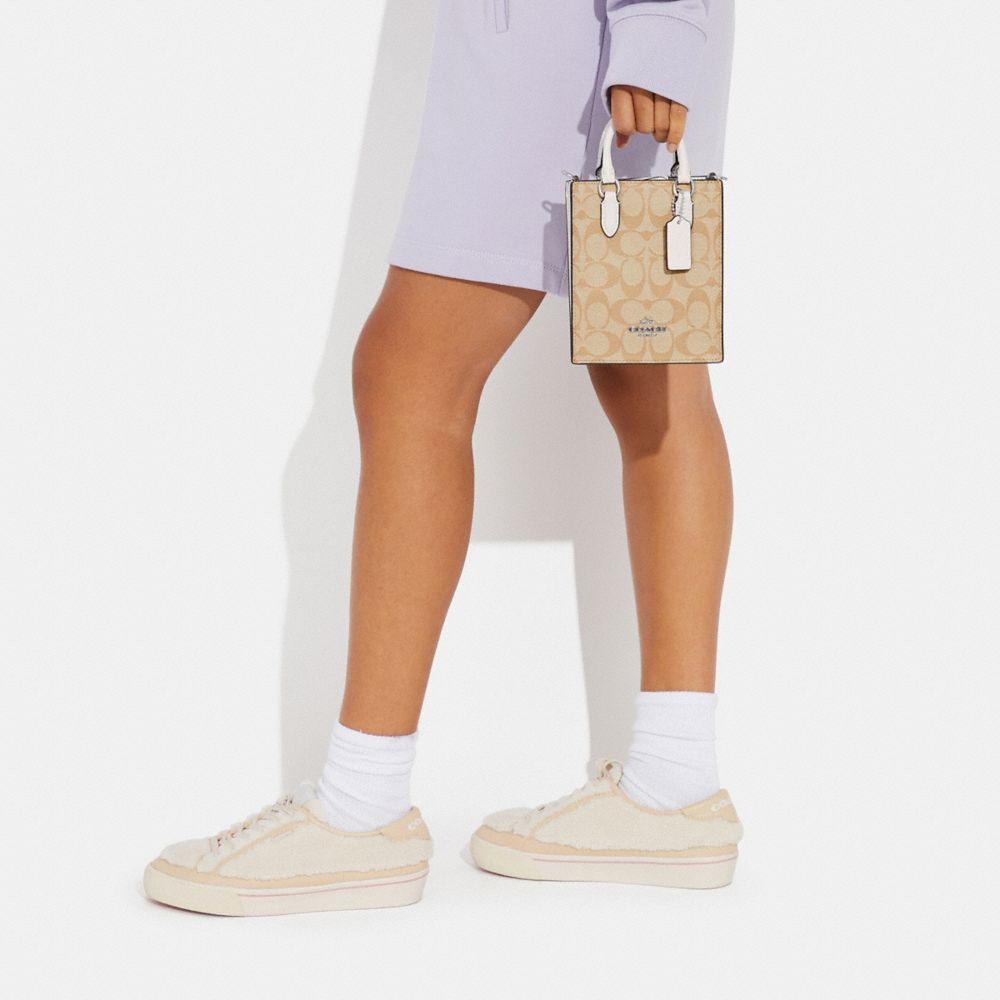 New COACH N/S Canvas With Leather Tote Bag, Shopping Bag, Crossbody Bag, Handbag Mini Women's Brown CJ494-SIGHA