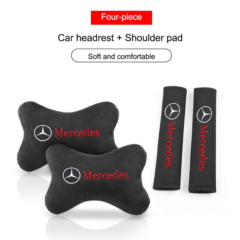 CRX1 Embroidery Car Seat Head Neck Rest Cushion Headrest Pillow Seat Belt Pad For Benz AMG W205 C300 W203 W206 W108 W124 W126 Sticker