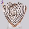 [BYSIFA] New Khaki White Stirped Square Scarves Hijabs Fashion Fall Winter Women Satin Silk Scarf Shawl Muslim Neck Scarf Cape