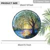 2D Flat Stained Glass Willow Tree Window Decoration Colored Glass Plate, 7.87inches Nature Tree Hanging Sun Catcher with Chain, Spring Summer Home