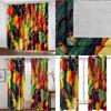 Autumn Leaf Pattern Polyester Curtains For Living Room And Side Door, Orange And Green, 2 Panels, 184X108 Inches