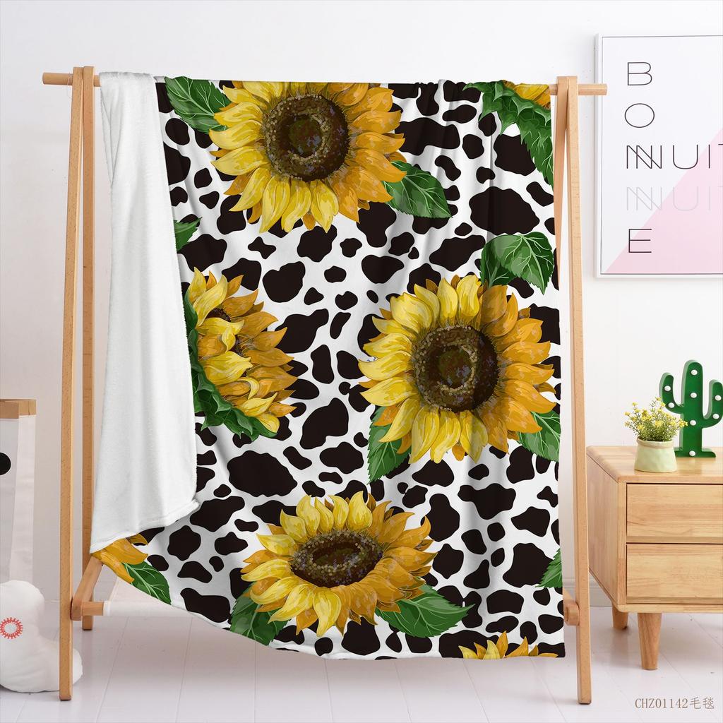 Маленький свежий студенческий плед Фланелевый плед с подсолнухами Плед