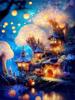 5D Diy Алмазная картина Дом на дереве Полный квадрат Круглая вышивка Мозаика Фэнтези Пейзаж Ручной работы Домашний декор