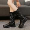 Round Toe Women's Half High Boots Elegant With Low Heels New In Ladies Mid Calf Shoes Boot Work Demi-season Chic Quality 2024 Pu