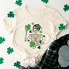 Patricks St Pattys Skeleton Dancing Funny Irish Shirt Saint Day Shamrock Unisex Graphic Tshirts Crewneck Regular Short Sleeve
