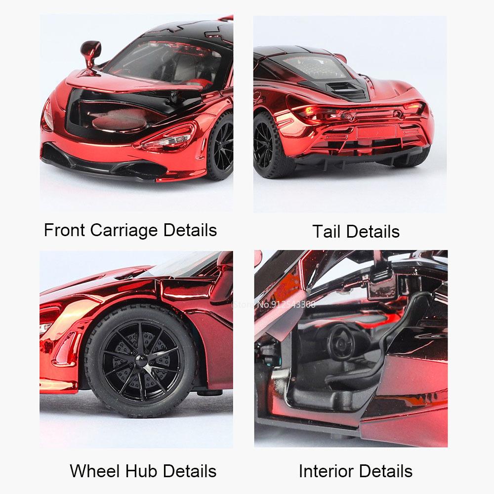 1:Масштаб 1:32 720S 765LT Модель Игрушечного Автомобиля Оттяни Назад Звук Свет Поднимающееся Заднее Крыло Машина Металлические Литые Модели Суперкар Подарки для Детей