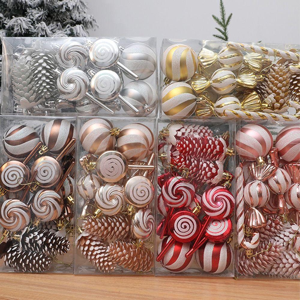 15pcs Reusable Lollipop Pine Cone Pendant Shatterproof Xmas Tree Hanging Pendant Wedding Party