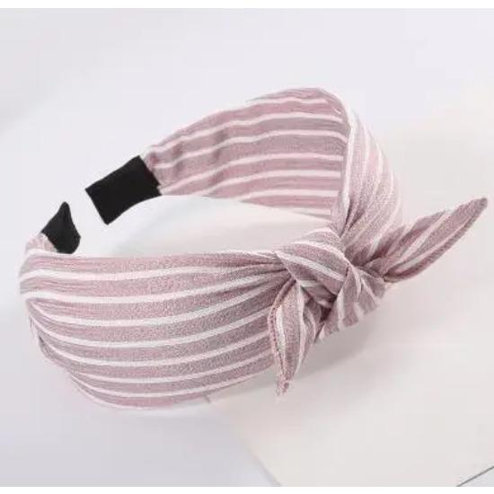 Синяя повязка на голову с бантом, ободок для волос для женщин, аксессуары для волос для взрослых, в горошек, с бантом, повязка на голову для волос, для девочек-подростков, жесткий ободок, полосатый