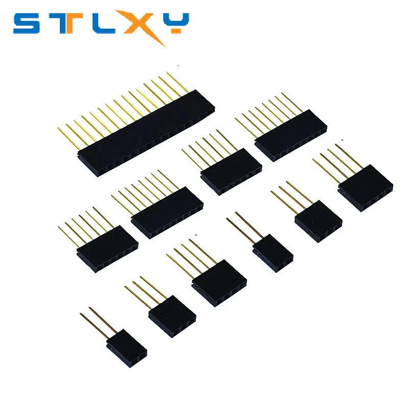 10PCS 2.54mm Single Row Female Long pins 11mm Breakaway PCB Board Pin Header socket Connector 1*2/3/4/6/8/10/15Pin For Arduino