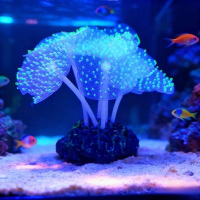 Светящийся силиконовый флуоресцентный искусственный коралловый анемон для аквариумного декора
