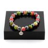 Stones and Minerals. Watermelon Tourmaline + Hematite 8 Mm Pearl Bracelet. Made In France.