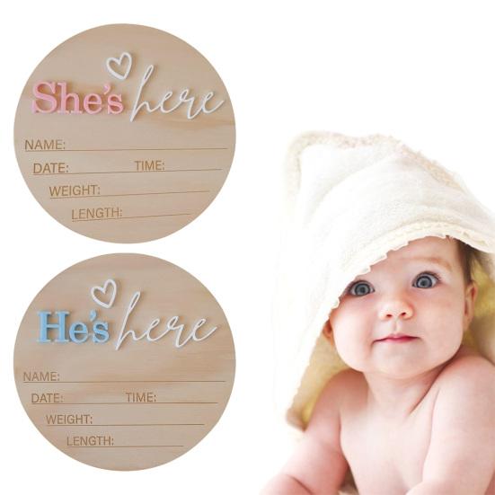 Birth Announcement Sign Wooden Baby Name Weight Length Date Time Plaque Nursery Photo Prop Keepsake Sign for Baby Shower Gift