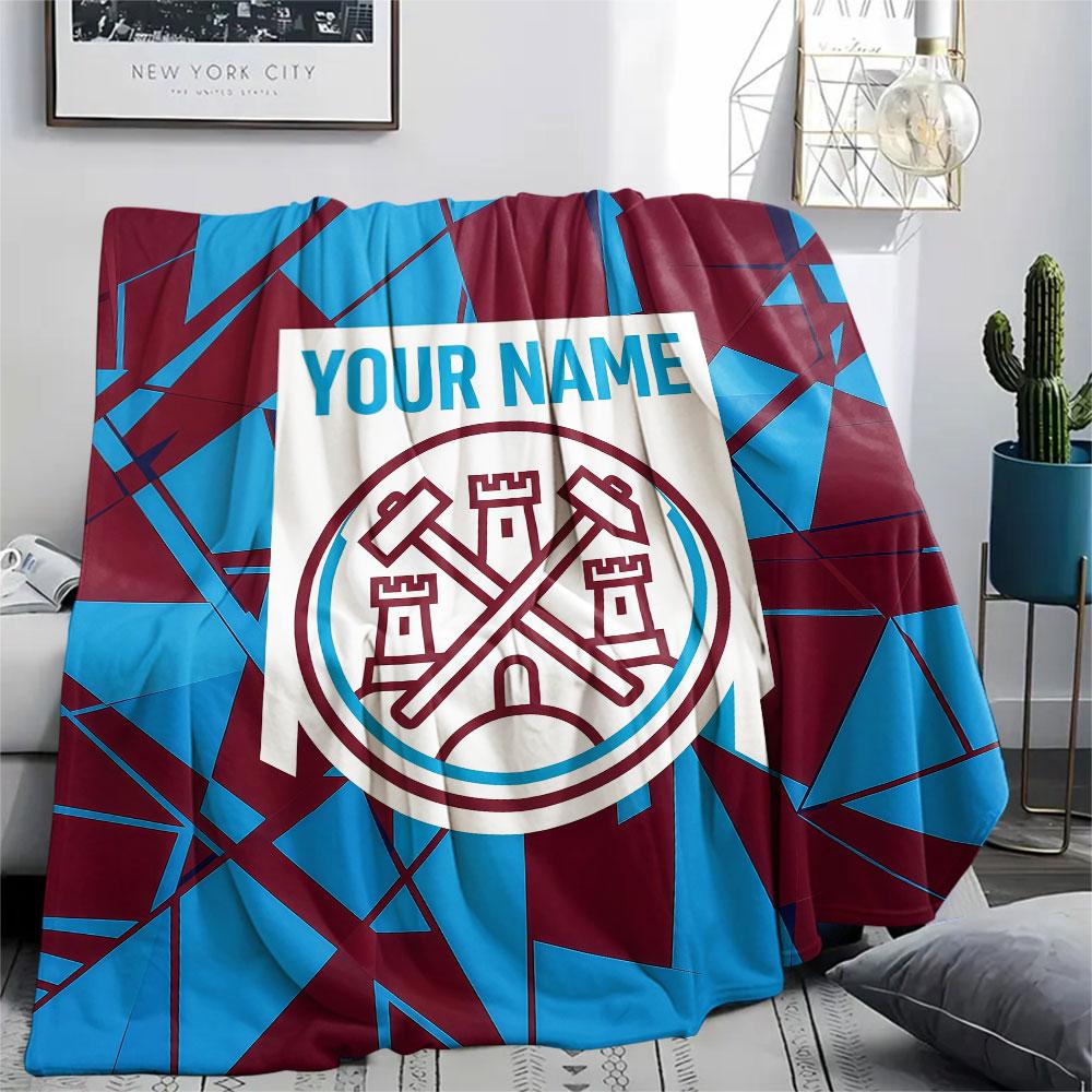 Custom Name,West Ham United Printed Flannel Blanket, soft throw for bedroom sofa, washable, Christmas present, great gift.