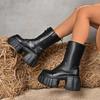 2025 Super High Heel Platform Mid-Tube Boots Women's Autumn and Winter Small Tall Stylish and Versatile Booties