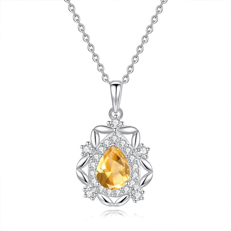 Natural colored treasure spar pendant s925 sterling silver non-fading necklace women's high-end design clavicle chain daily women's jewelry gifts