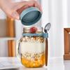 with Lids Spoons & Handle Yogurt Pot Glass Breakfast Jar Oats Container Overnight Oats Jars