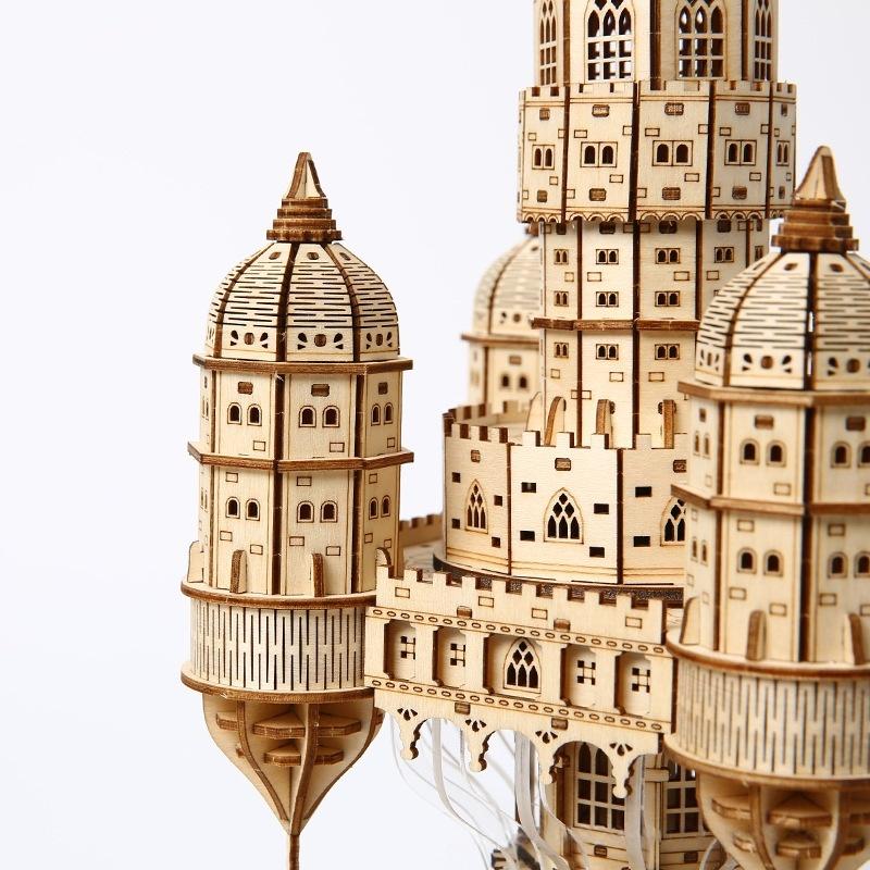 Парящий город в облаках DIY 3D деревянные пазлы Миниатюрная архитектурная модель Пазл Небесная империя Набор для строительства для взрослых и детей Подарок