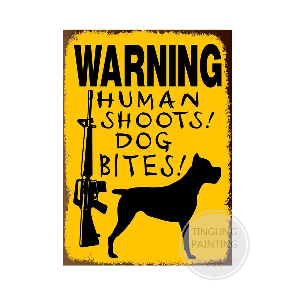 Предупреждающая собака металлические жестяные знаки винтажный плакат осторожно собака ретро жестяные пластины настенные наклейки для сада семейный дом дверь украшения