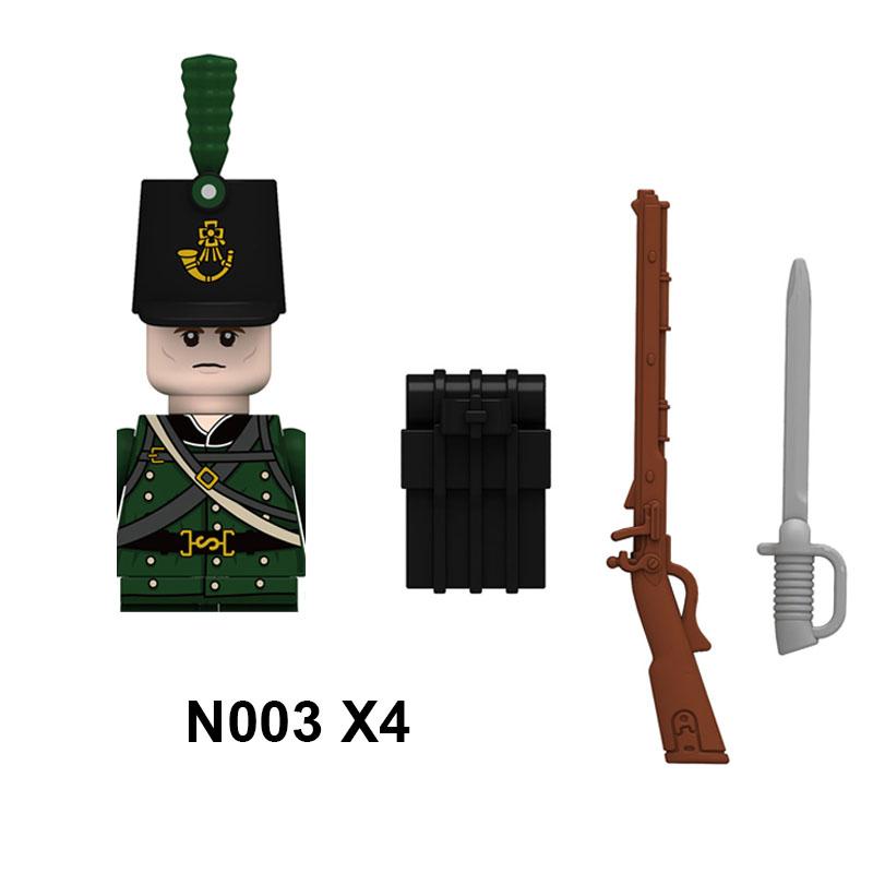 4pcs Military Building Blocks Medieval Knights Duke Marshal Figures Napoleonic Wars Weapons Sword Flags Shoulder Armor Cape Brick MOC