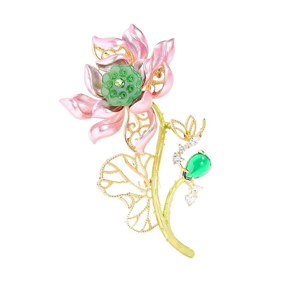 Elegant Lotus Brooch For Women Fashion Jewelry Gift Handcrafted Enamel Pin For Casual Or Formal Occasions