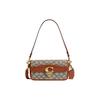New Studio Cow Leather With Textile Baguette Bag Handbag Shoulder Bag Women's Brown & Gray CJ860-B4TA7