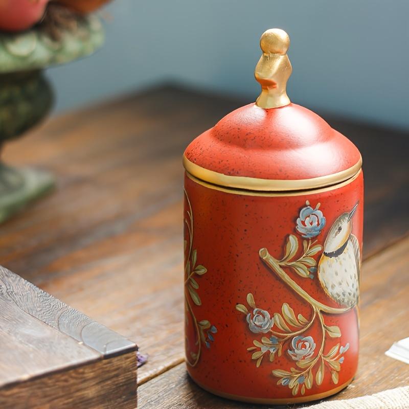 1pc Ceramic Storage Jar, Porcelain Storage Jar, Tea Can, Coffee Can, Ceramic Crafts, For Home Restaurant Hotel Office