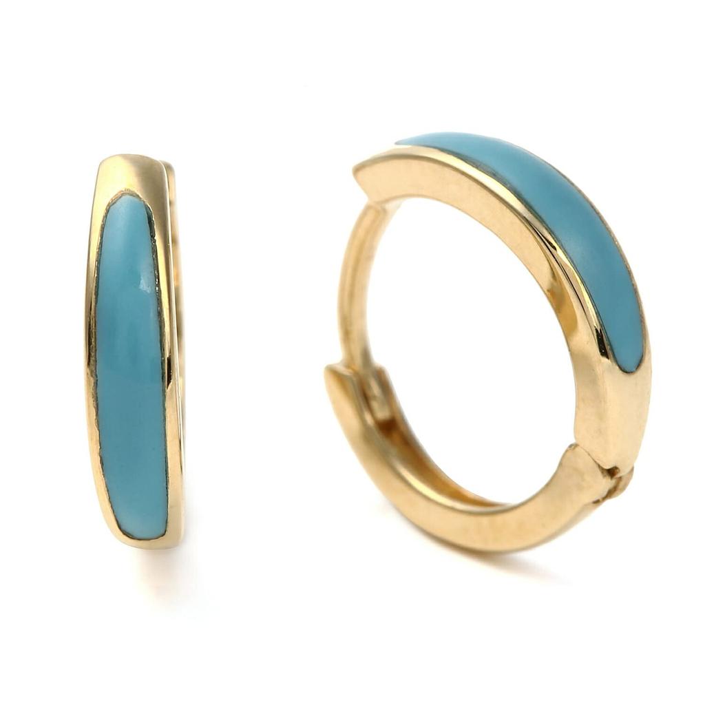 Товары 18K серьги-кольца бирюзовые бирюзовые на оба уха золотые [Happy Shop] мужские женские