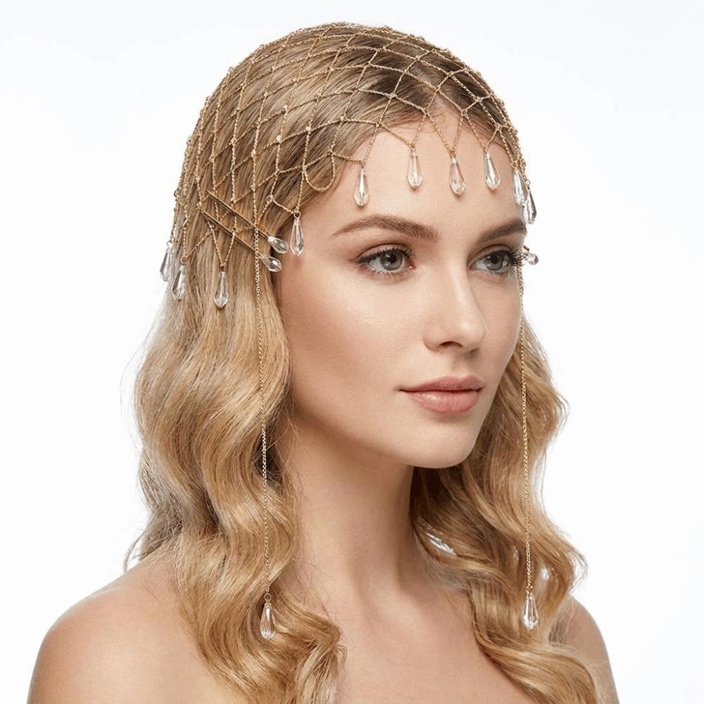Long Tassel Woven Rhinestone Hair Sparkling Rhinestone Women Hat Shiny Beaded Hat Gift For Ladies