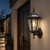 Solar Vintage Wall Light, Motion Sensor Outdoor Sconce with Glass Shade, Waterproof Garden Lantern for Patio Porch Pathway Decor