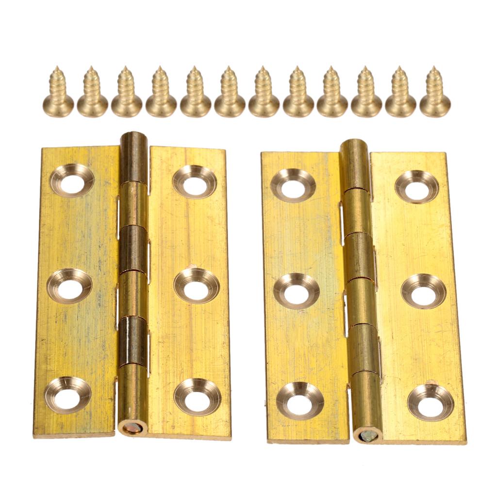 DRELD 2pcs Brass Decorative Cabinet Hinge 1/1.5/2/2.5 inch Wooden Jewelry Box Hinge Furniture Fittings with Screws