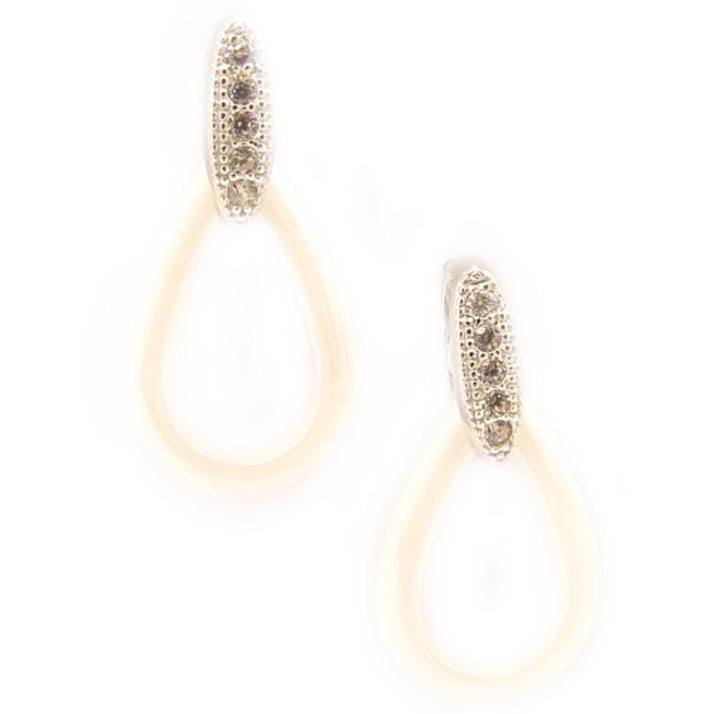 Les Trésors De Lily [L5016] - Серьги серебряные "Сисси" серебро белое (керамика) родиевое покрытие - 20х10 мм