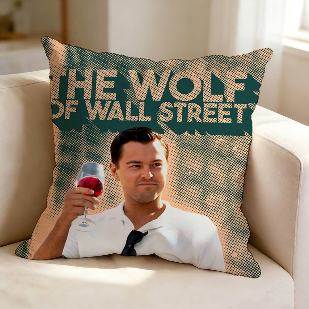 T-The Wolf of Wall Street MOVIE Square Double-Sided printed Pillow Case Bedroom Bedside Pillow Sofa Cushion Cover