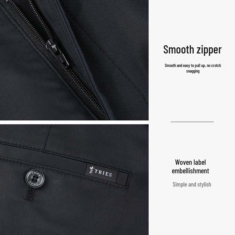 TRIES Men's Spring/Summer Business Casual Twill Trousers