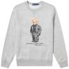 Polo Bear Graphic Crewneck Fleece Sweatshirt Men Sweatshirt Gray MNPOKNI16810750-D86