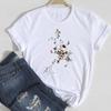 (Asian Size)Tee Clothing Casual Top Flower Lovely Trend 90s Fashion T Shirt Short Sleeve Women Print Lady Female Graphic T-shirt