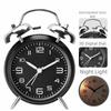 4 Inch Twin Bell Loud Alarm Clock Luminous Metal Frame Silent Student Alarm Clock Strong Wake-up Mute Table Clock Living Room