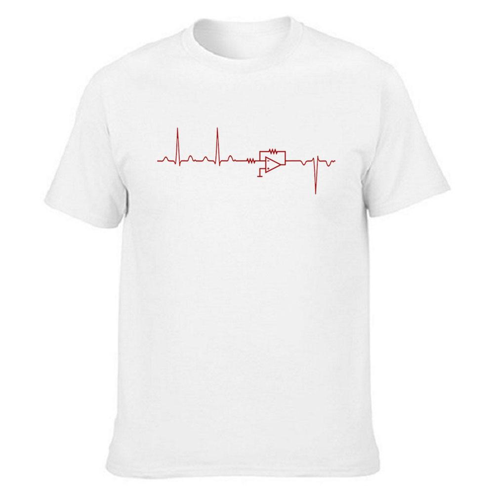Electrical Engineering Heartbeat Funny Tshirt pattern printed shortsleeved mens fashionable casual Harajuku Tshirt