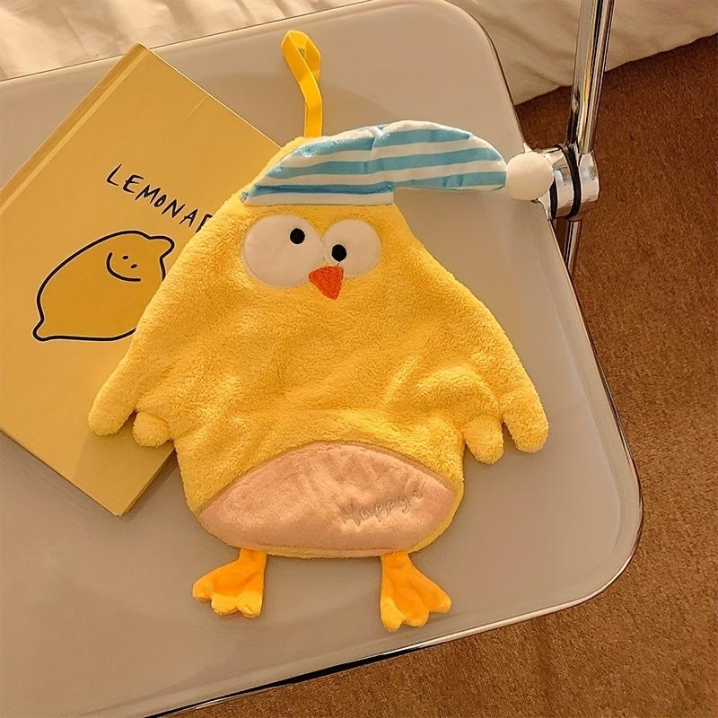 Очаровательное спящее маленькое желтое цыпленок коралловое флисовое полотенце для рук со случайным цветом круглого крючка