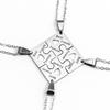 4 Pcs/Set Best Friends Forever Puzzle Pendant Necklace Set Stainless Steel BFF Necklaces Jewelry