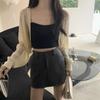 White Hollowed Out Knitted Cardigan Sweet Versatile Women Short Top Loose Shawl Thin Coat New Fashion Commuting Spring Autumn