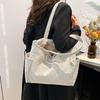 Solid Color Leisure Shoulder Bag Large Capacity Women Tote Bag Casual Corduroy Handbag Shopping