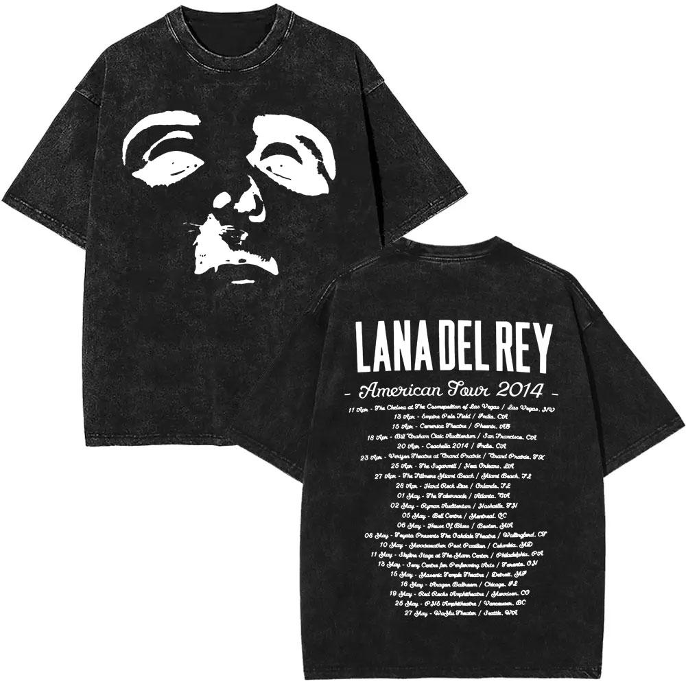 Washed Vintage WashedLana Del Rey Tour Tshirt Men Women Hip Hop Fashion Pop Music Tshirts Unisex Casual Cotton T Shirts