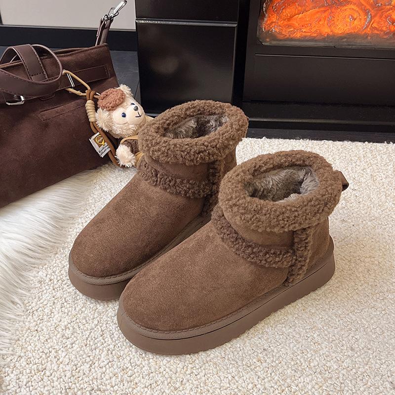 Зимние женские ботинки на толстой подошве 2025 новая бархатная утолщенная хлопковая обувь для Северо-Востока водонепроницаемая, дышащая и теплая верхняя хлопковая обувь