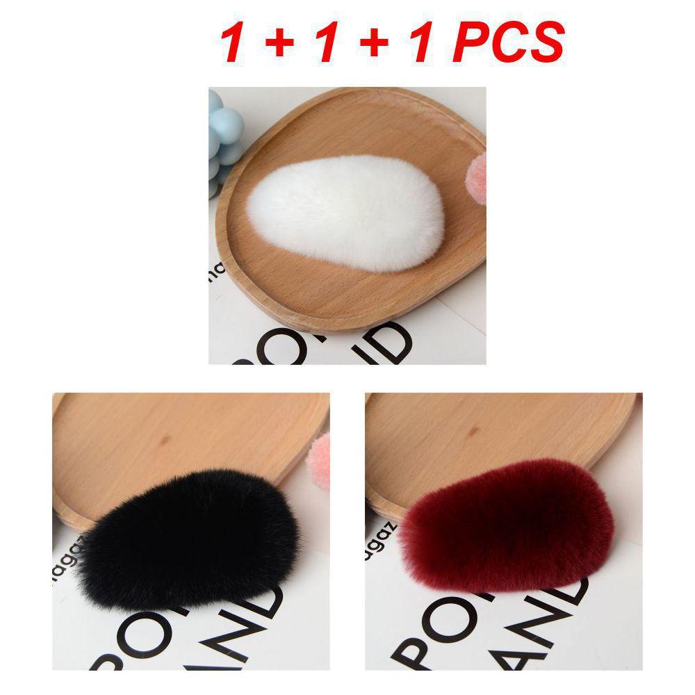 1/3 шт. Зимняя милая пушистая заколка для волос для женщин и девочек, однотонная боковая заколка для волос, BB-заколка, милая плюшевая заколка для волос, цветной аксессуар для волос