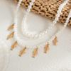 Tianku Imitation Pearl Beads Necklace Set Personalized Metal Fish Pendant Clavicle Necklace