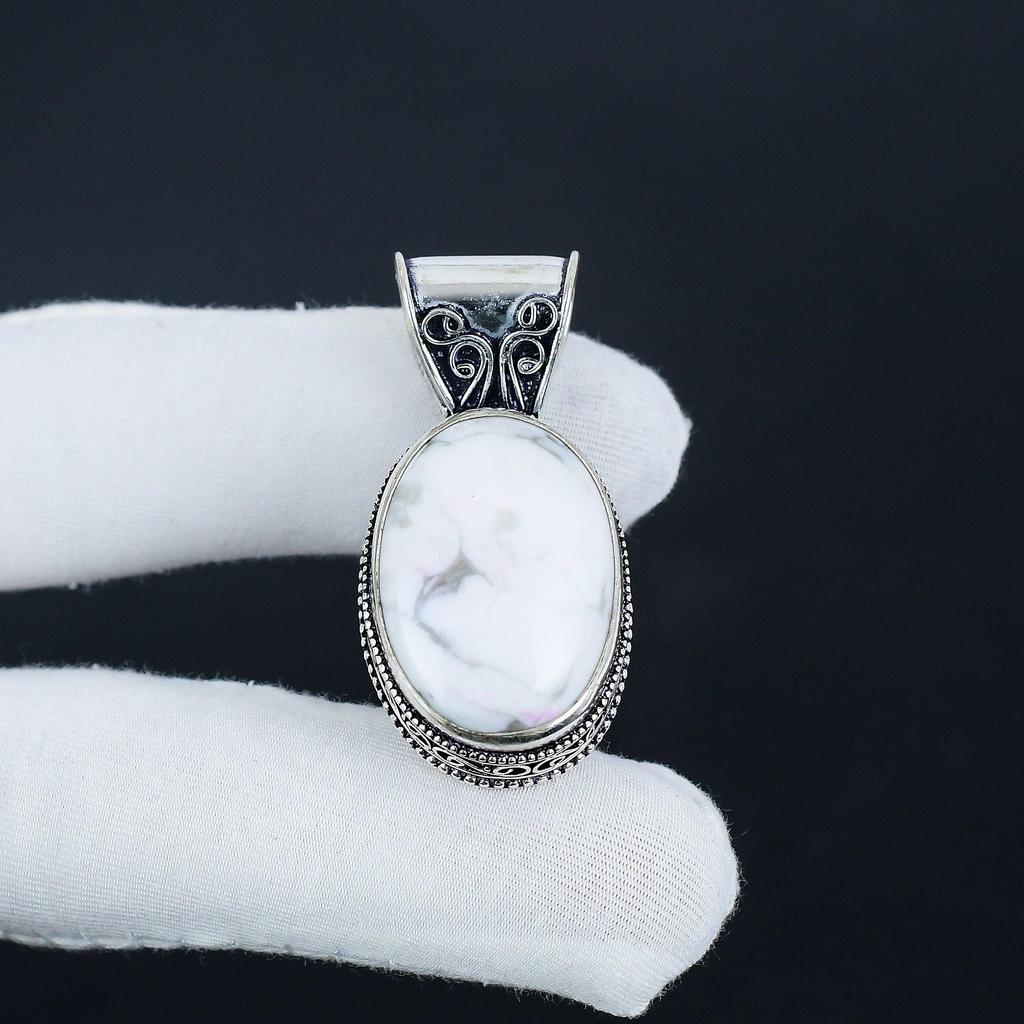 Серебряный кулон с натуральным драгоценным камнем Хаулит из стерлингового серебра 925 пробы — овальный дизайн ручной работы, повседневное украшение, подарок на помолвку