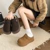 Fashion Winter Platform Slippers Women 2025 New Warm Fur Mules Slippers Fashion Slip On Slides Comfort Casual Home Female Cotton Shoes