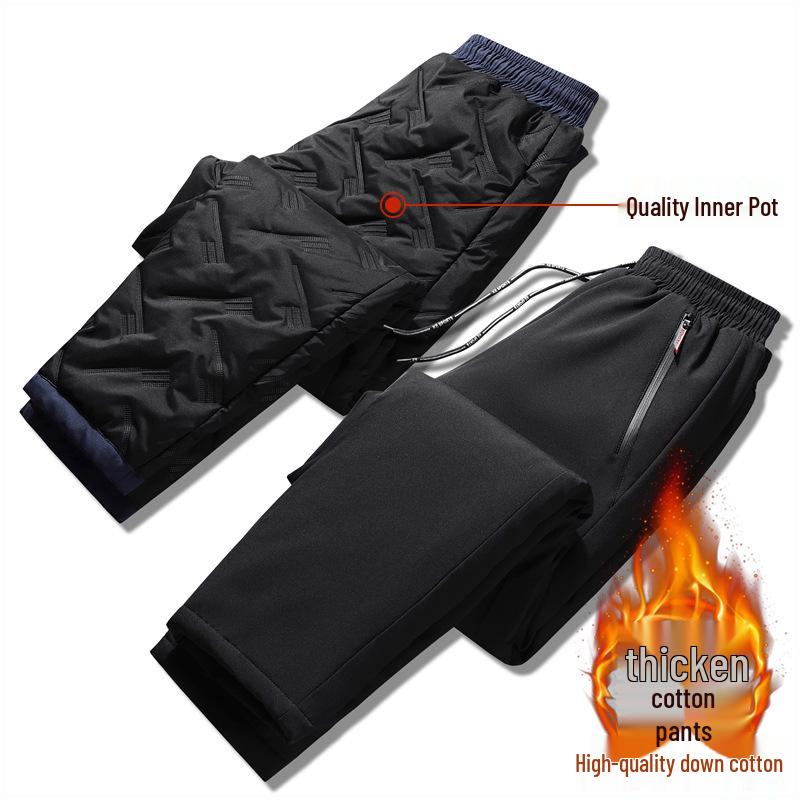 Мужские ветрозащитные теплые плюшевые хлопковые брюки на осень и зиму